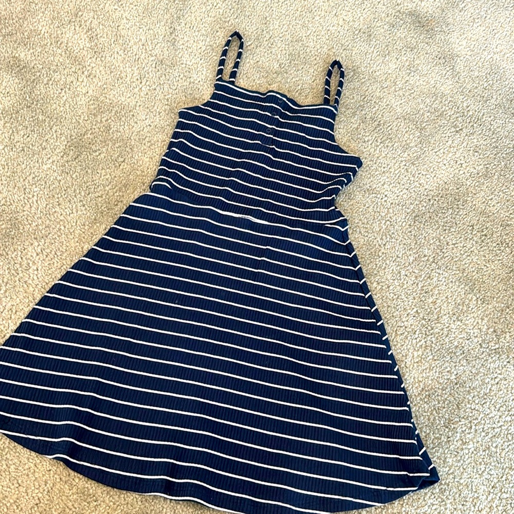 Zara girls 13-14 striped navy blue dress